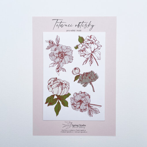 dekorativní obtisky  Pivoňky